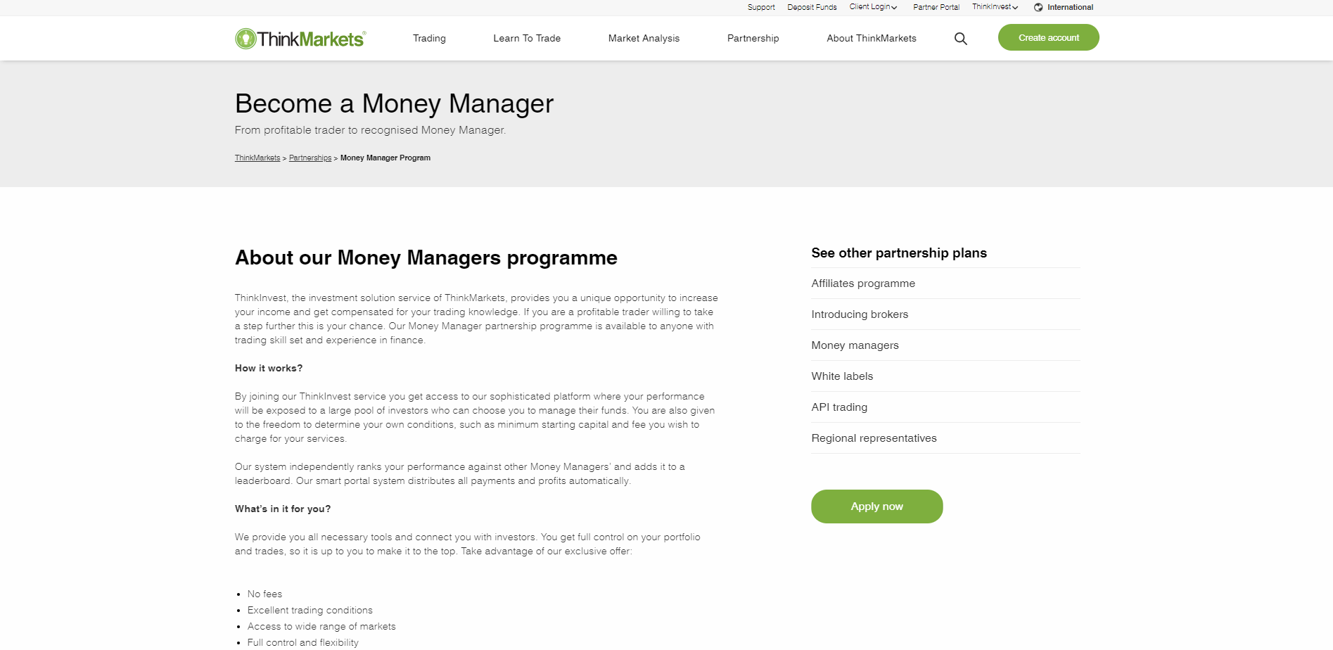 ThinkMarkets Review ThinkInvest money management